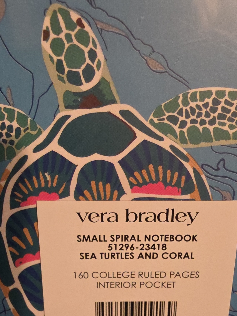 Vera Bradley Light Blue Sea Turtle Spiral Notebook - Picture 3 of 4